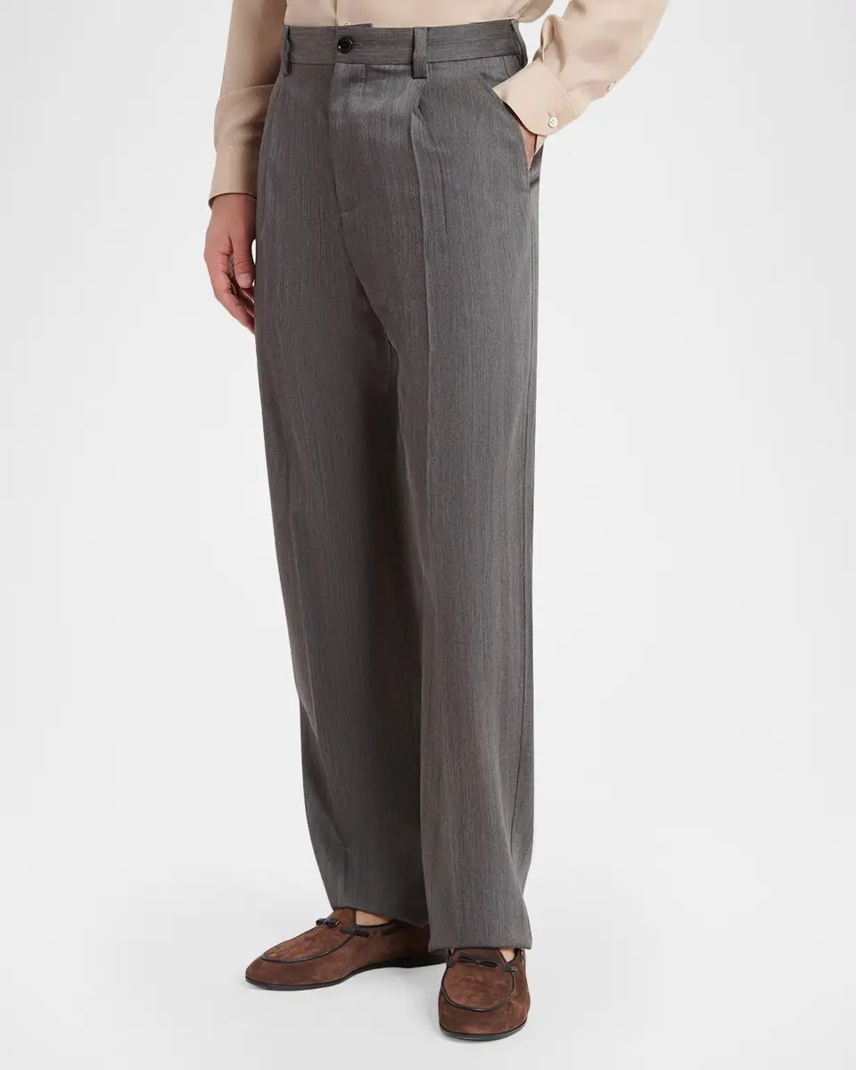 Valentino Garavani Men's Flat Front Wool Pants | Thumbnail 4 Valentino Garavani Men's Flat Front Wool Pants | Thumbnail 4