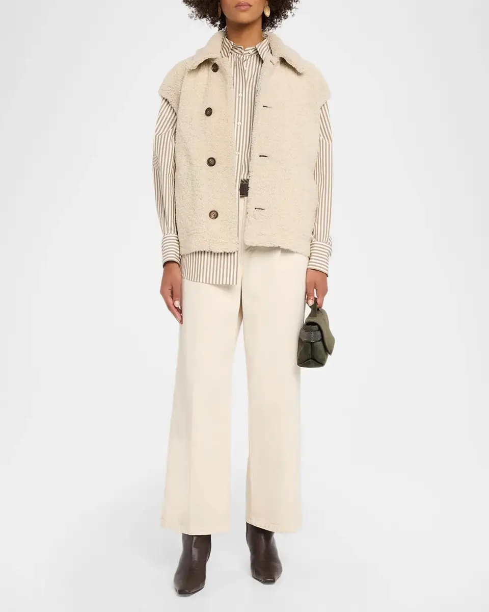 Brunello Cucinelli Striped Cotton Button-Down Shirt With Monili Trim | Thumbnail 2