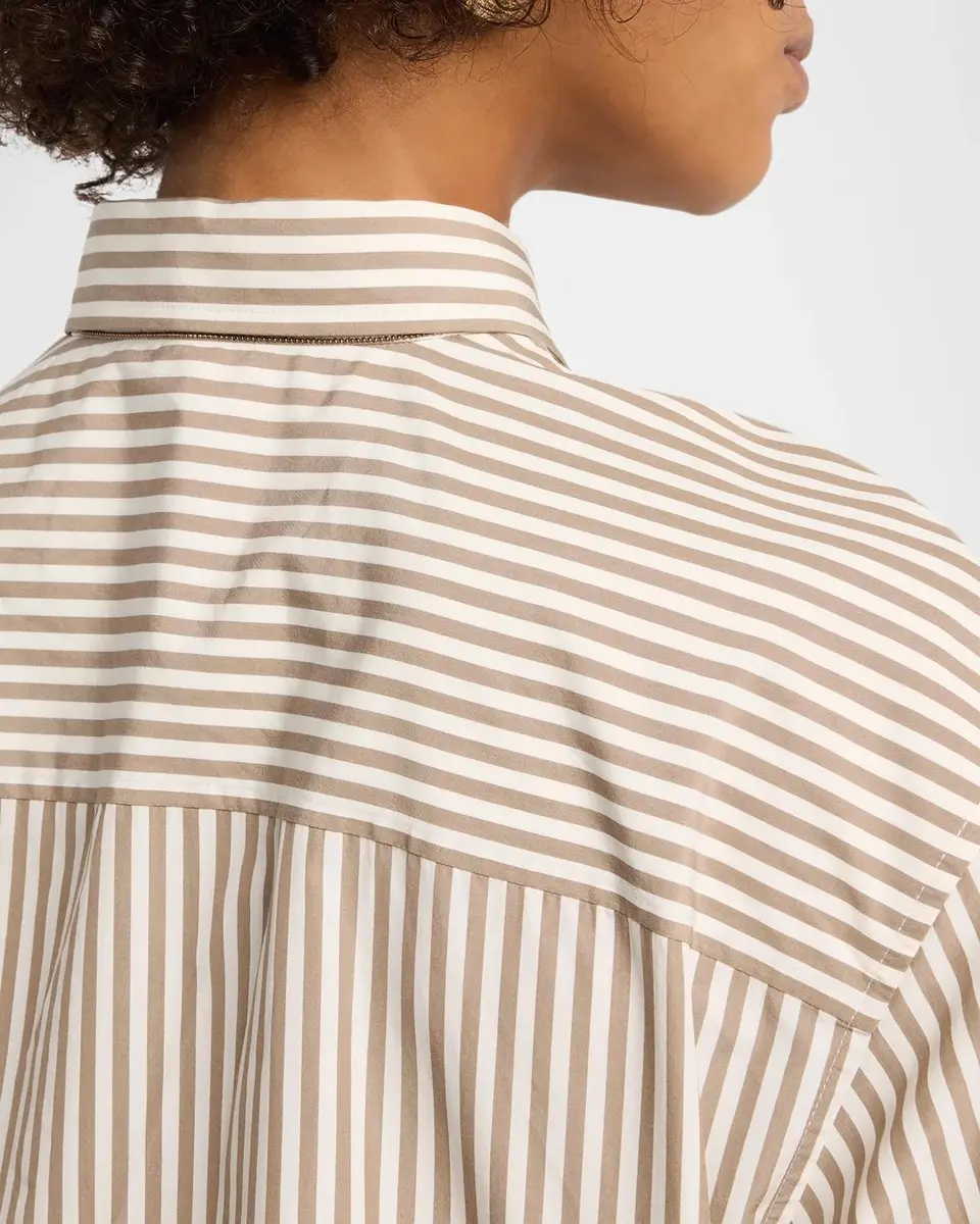 Brunello Cucinelli Striped Cotton Button-Down Shirt With Monili Trim | Thumbnail 5