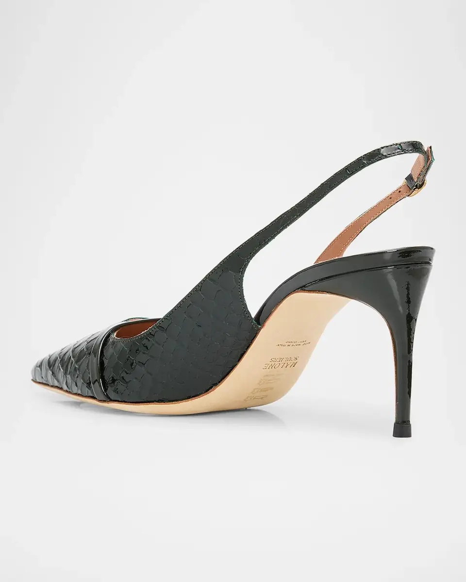 Malone Souliers 70mm Schiffer Croc-Embossed Patent Leather Slingback Pumps | Thumbnail 4