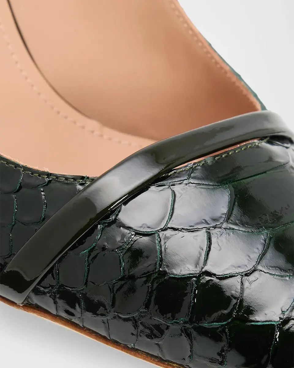 Malone Souliers 70mm Schiffer Croc-Embossed Patent Leather Slingback Pumps | Thumbnail 5