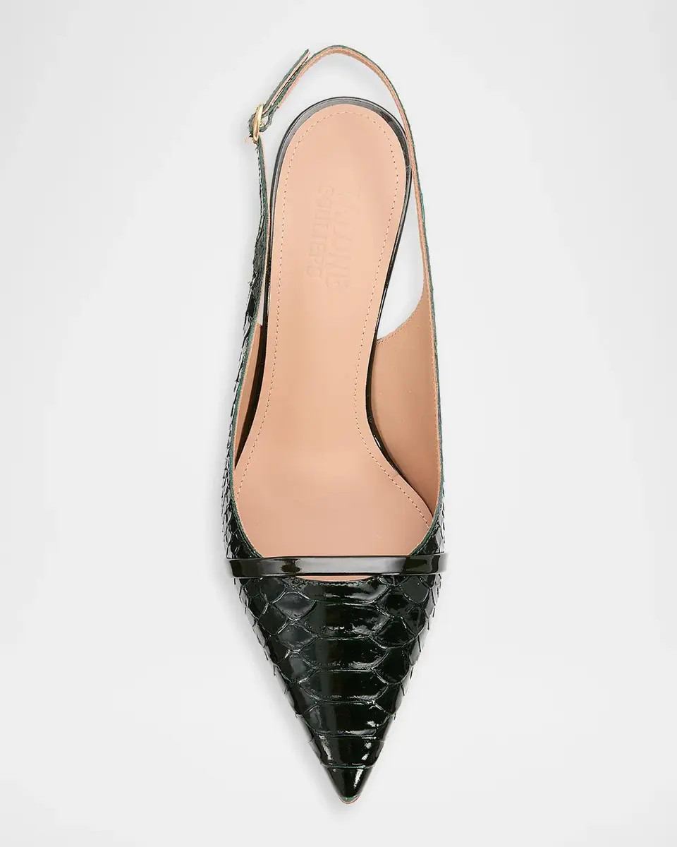 Malone Souliers 70mm Schiffer Croc-Embossed Patent Leather Slingback Pumps | Thumbnail 6