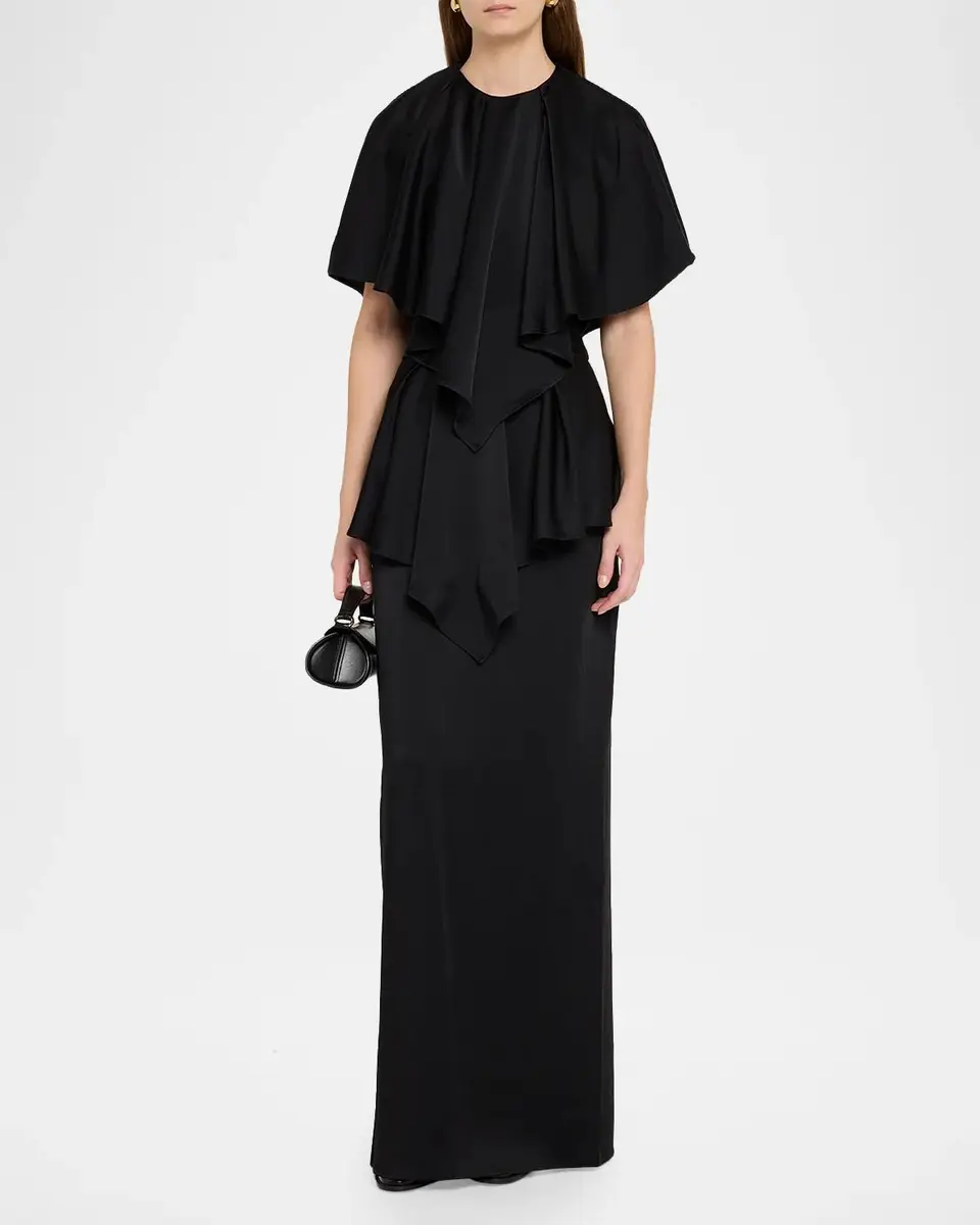 Stella McCartney Lace-Trim Tiered Cape Gown | Thumbnail 2 Stella McCartney Lace-Trim Tiered Cape Gown | Thumbnail 2