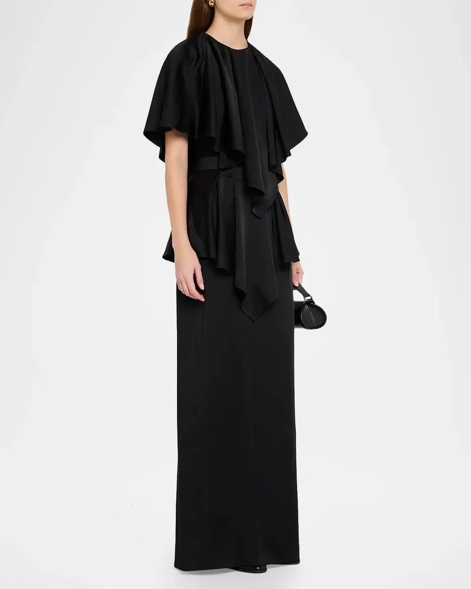 Stella McCartney Lace-Trim Tiered Cape Gown | Thumbnail 4 Stella McCartney Lace-Trim Tiered Cape Gown | Thumbnail 4