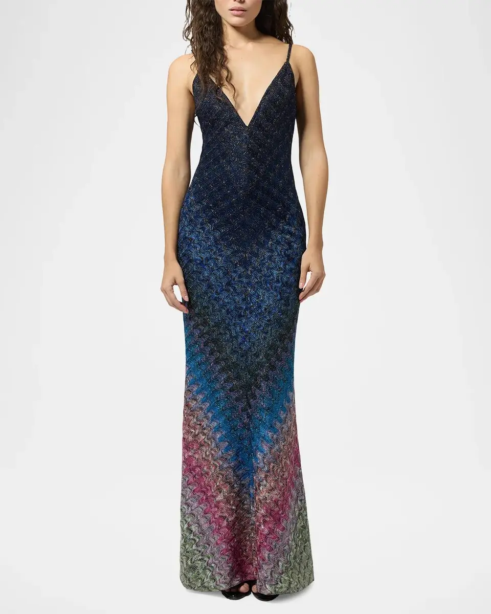Missoni Plunging Degrade Lamé Knit Sleeveless Maxi Dress | Thumbnail 2