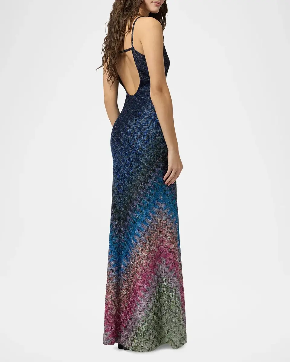 Missoni Plunging Degrade Lamé Knit Sleeveless Maxi Dress | Thumbnail 3
