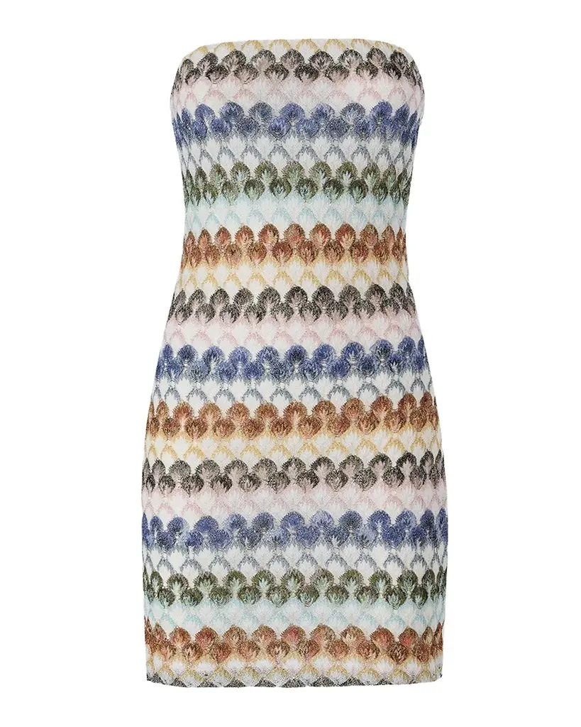 Missoni Strapless Metallic Raschel Knit Mini Dress