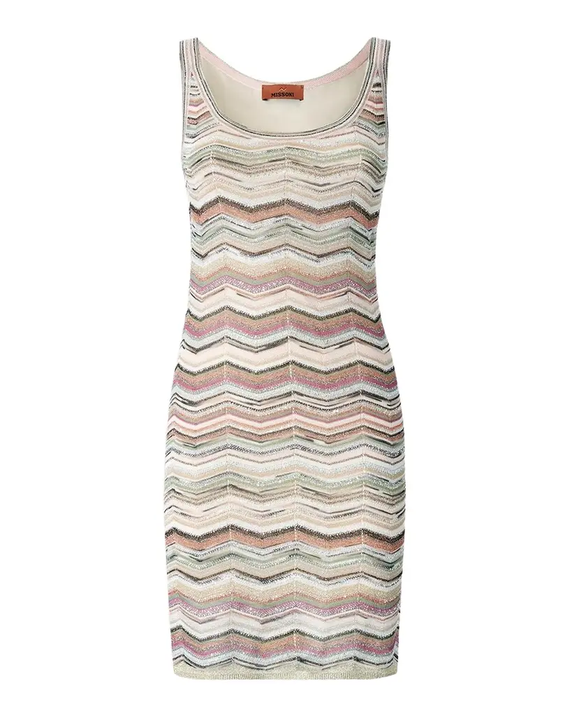 Missoni Paillette Chevron Knit Sleeveless Mini Dress