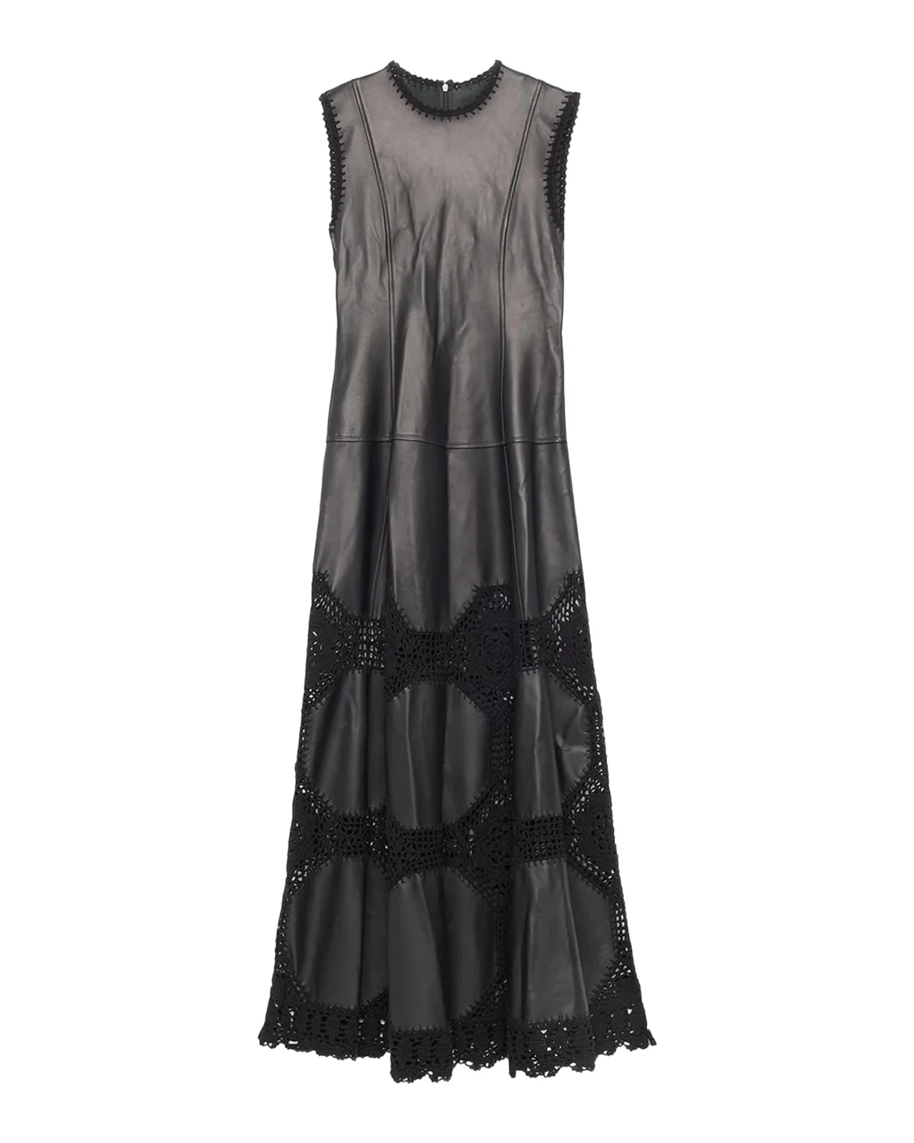 Ulla Johnson Ilana Sleeveless Crochet Knit & Leather Midi Dress