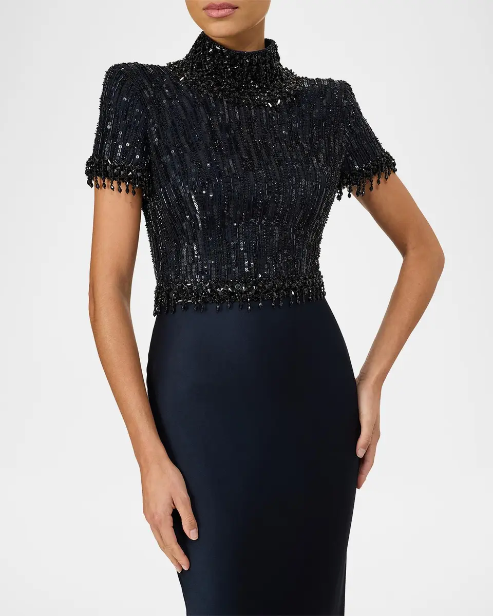 Jenny Packham Trinity Embellished Strong-Shoulder Satin Gown | Thumbnail 4 Jenny Packham Trinity Embellished Strong-Shoulder Satin Gown | Thumbnail 4