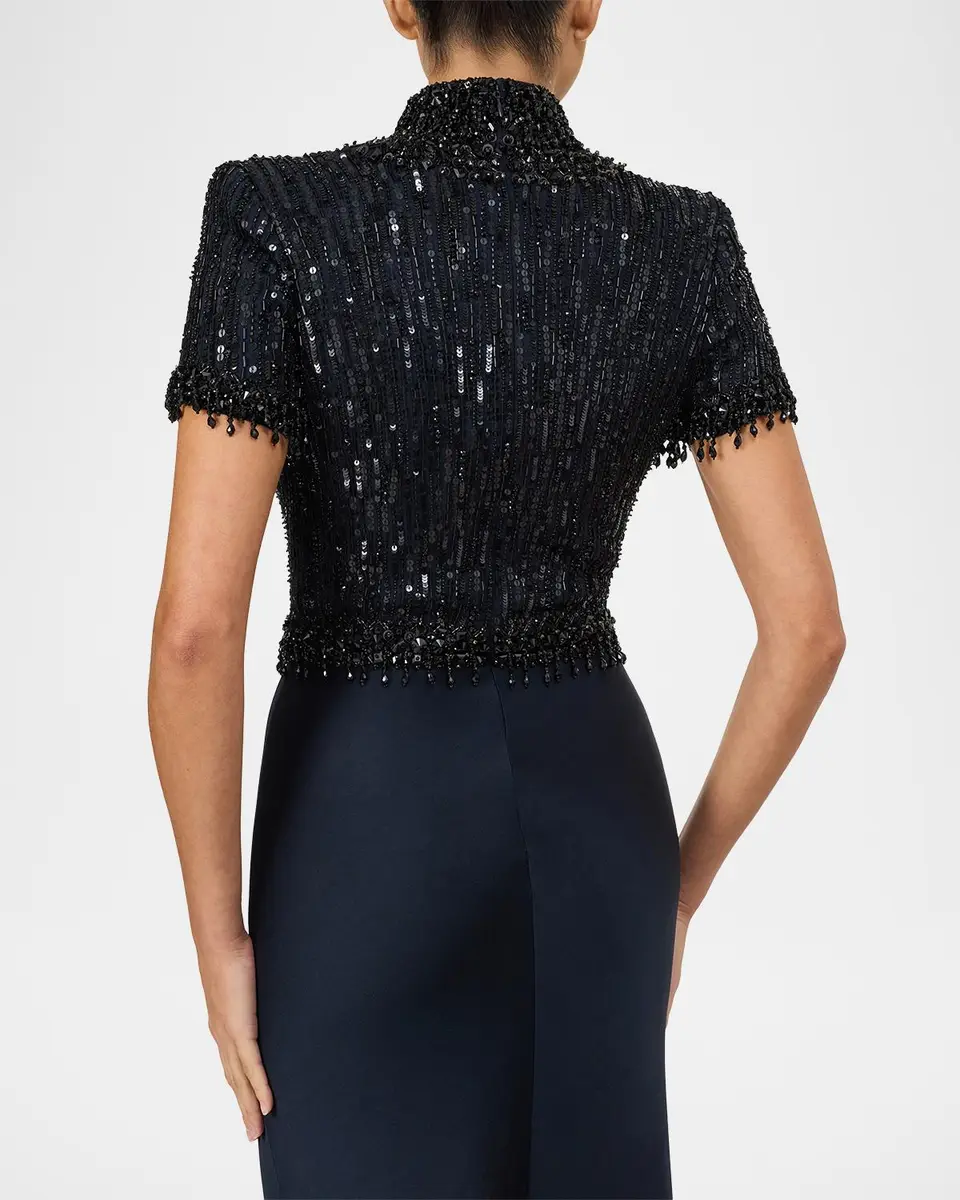 Jenny Packham Trinity Embellished Strong-Shoulder Satin Gown | Thumbnail 5 Jenny Packham Trinity Embellished Strong-Shoulder Satin Gown | Thumbnail 5