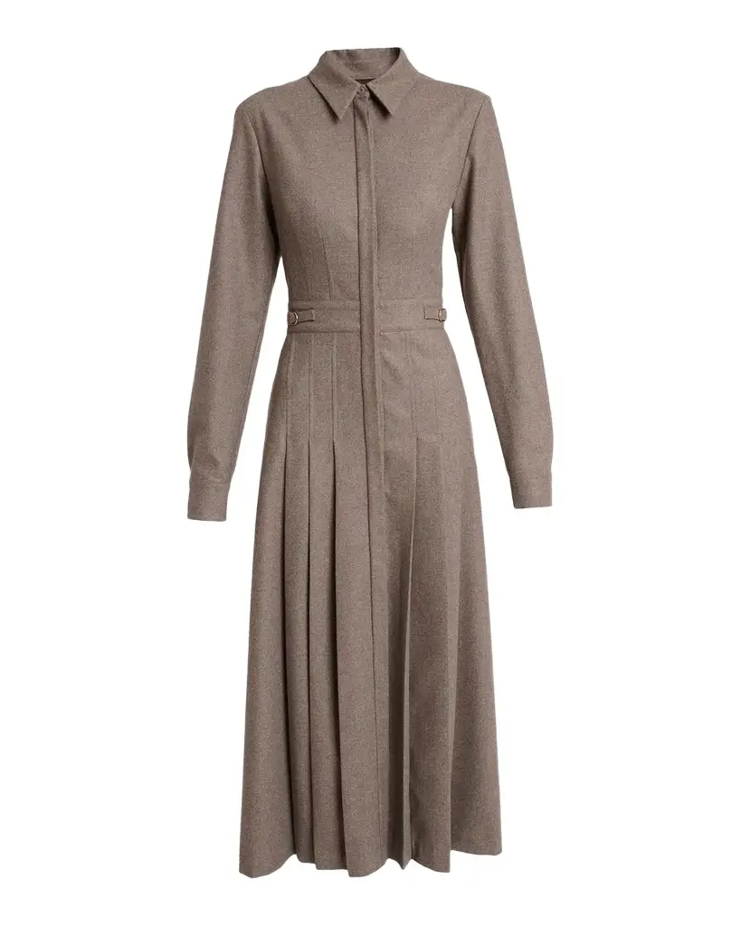 Ethel Cashmere Flannel Long-Sleeve Midi Shirtdress