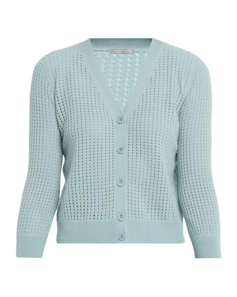 Pointelle Cashmere V-Neck Cardigan