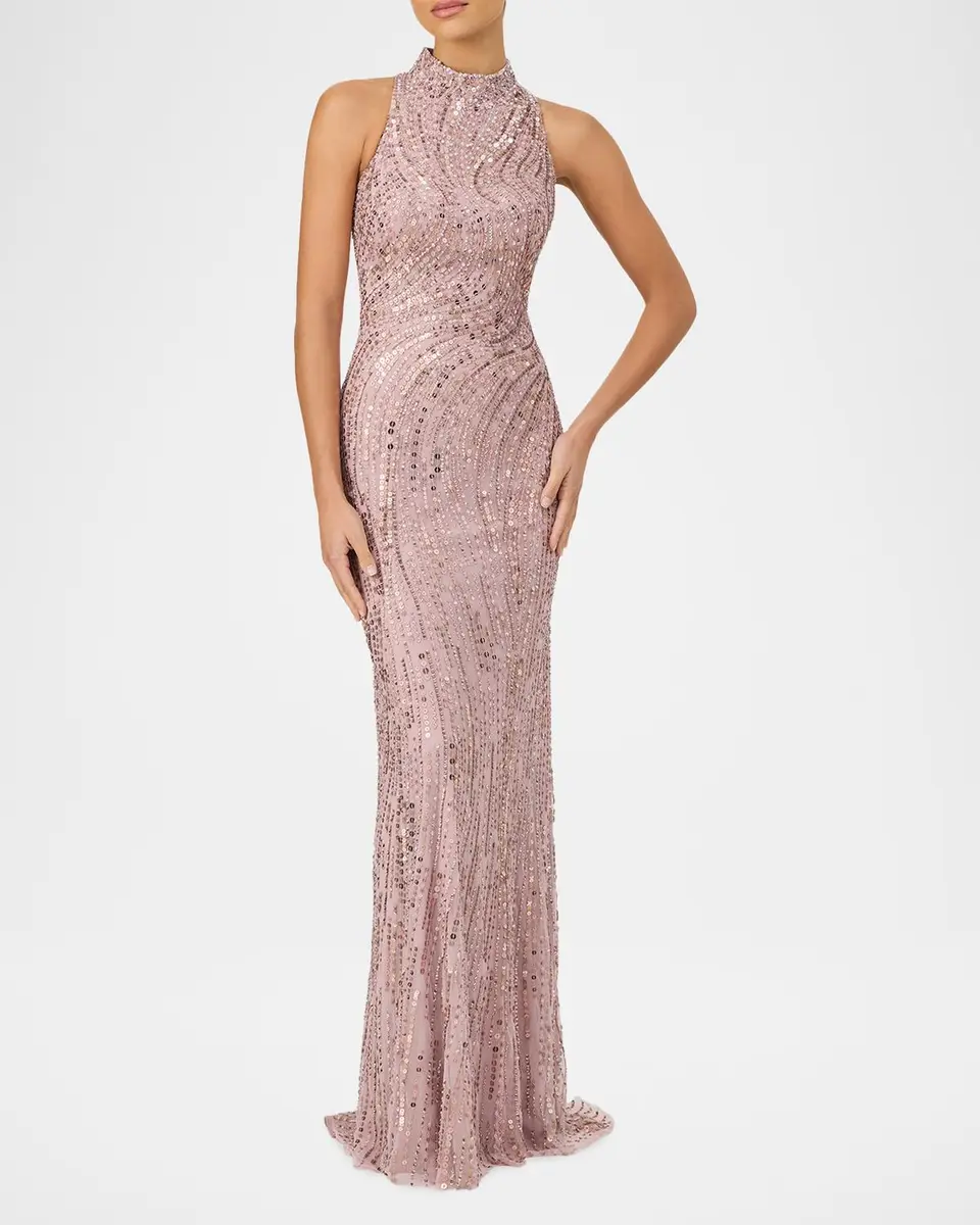 Jenny Packham Cosmea Sequined Halter Gown | Thumbnail 2 Jenny Packham Cosmea Sequined Halter Gown | Thumbnail 2
