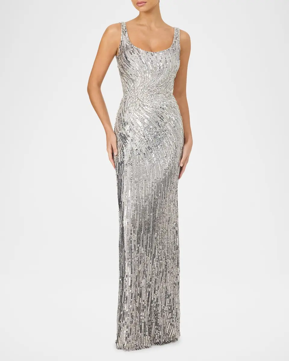 Jenny Packham Solaris Sequined Sleeveless Column Gown | Thumbnail 2 Jenny Packham Solaris Sequined Sleeveless Column Gown | Thumbnail 2