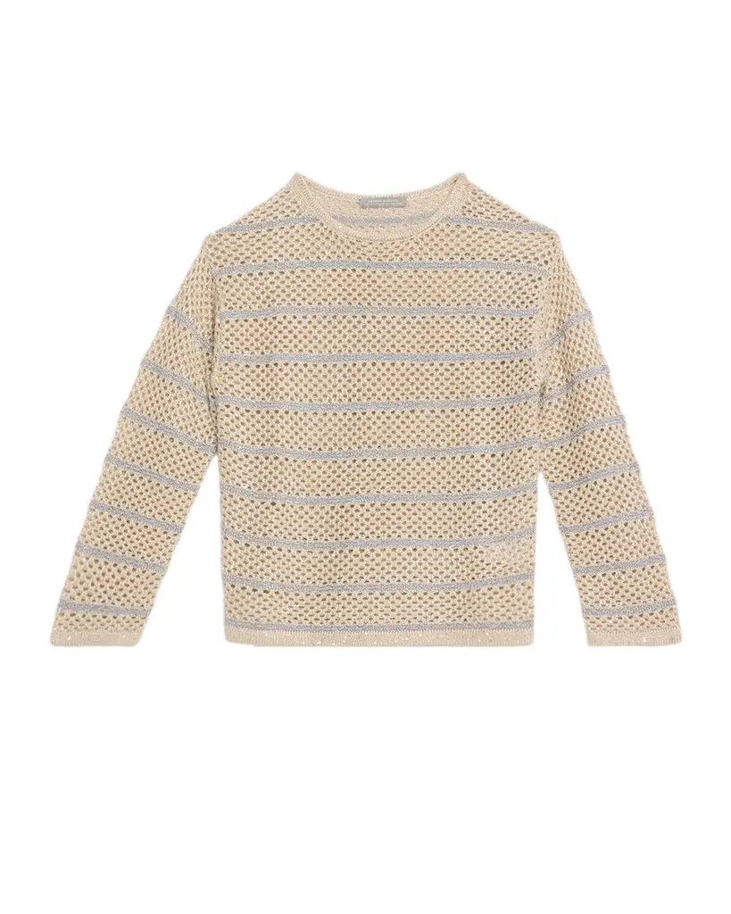 Neiman Marcus Cashmere Collection Sequined Open-Knit Cashmere Sweater