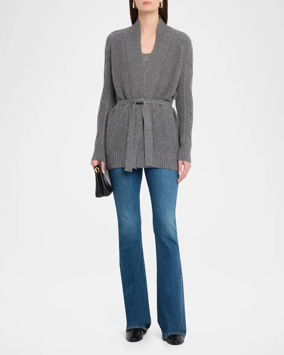 Neiman Marcus Cashmere Collection Cashmere Cable Belted Cardigan | Thumbnail 2 Neiman Marcus Cashmere Collection Cashmere Cable Belted Cardigan | Thumbnail 2