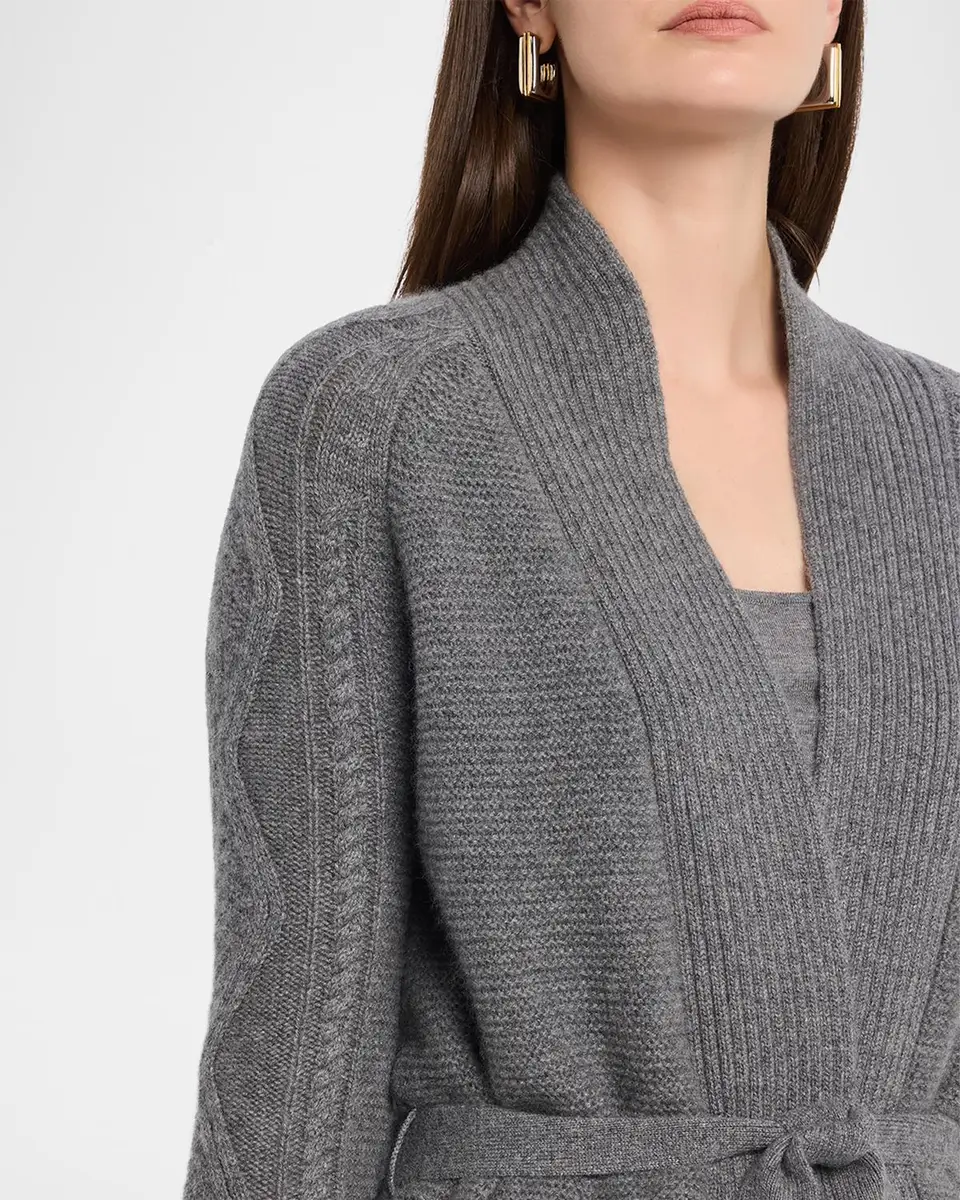 Neiman Marcus Cashmere Collection Cashmere Cable Belted Cardigan | Thumbnail 5 Neiman Marcus Cashmere Collection Cashmere Cable Belted Cardigan | Thumbnail 5