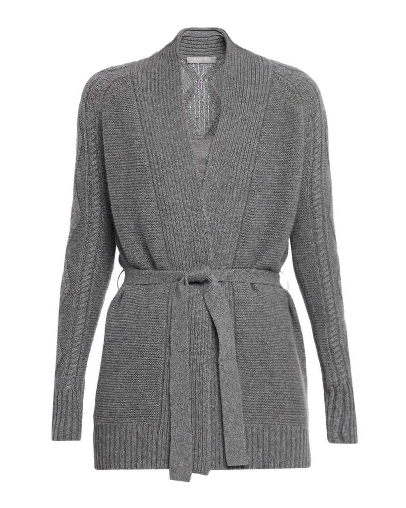 Cashmere Cable Belted Cardigan