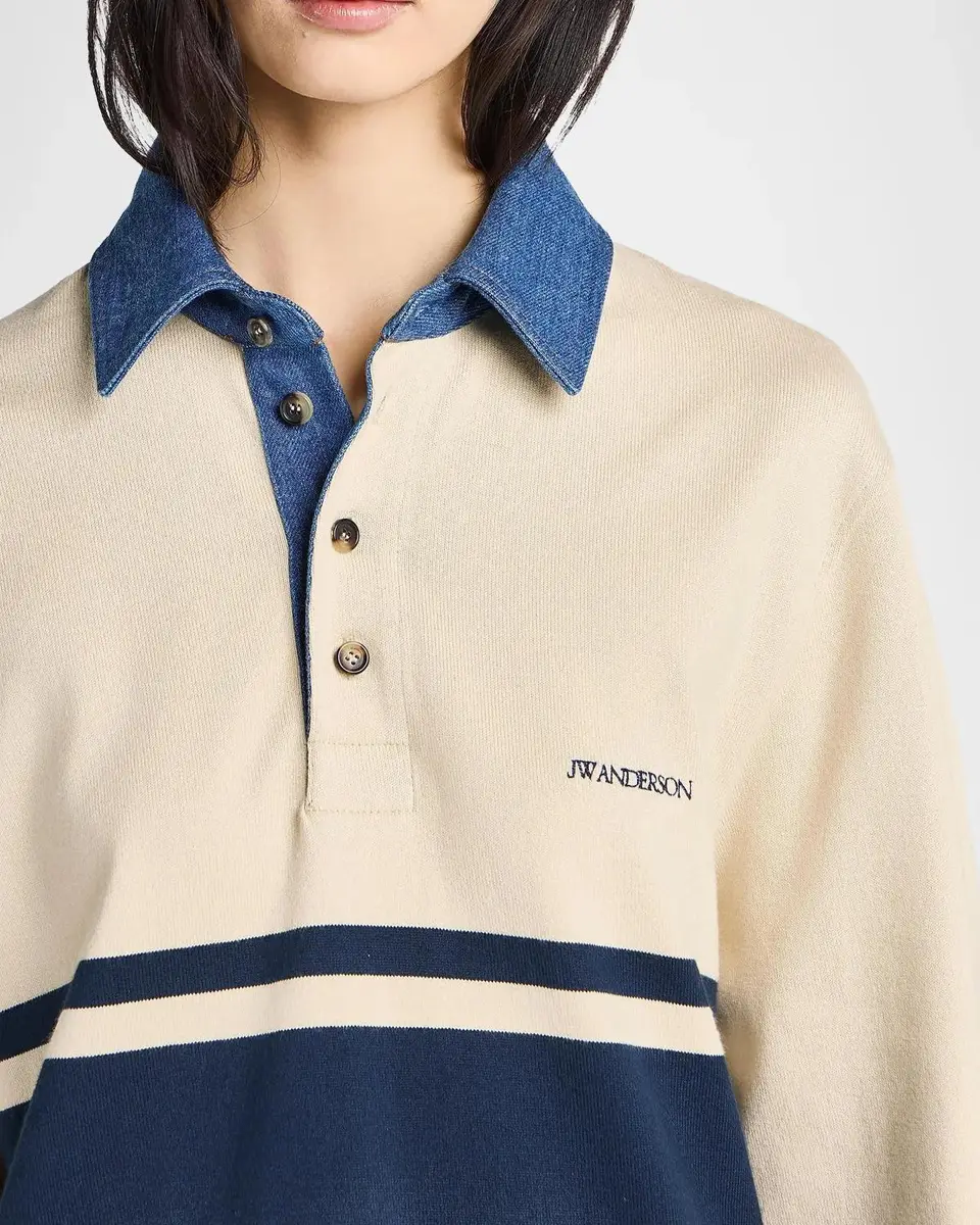 JW Anderson Contrast-Collar Long-Sleeve Polo Shirt | Thumbnail 5 JW Anderson Contrast-Collar Long-Sleeve Polo Shirt | Thumbnail 5