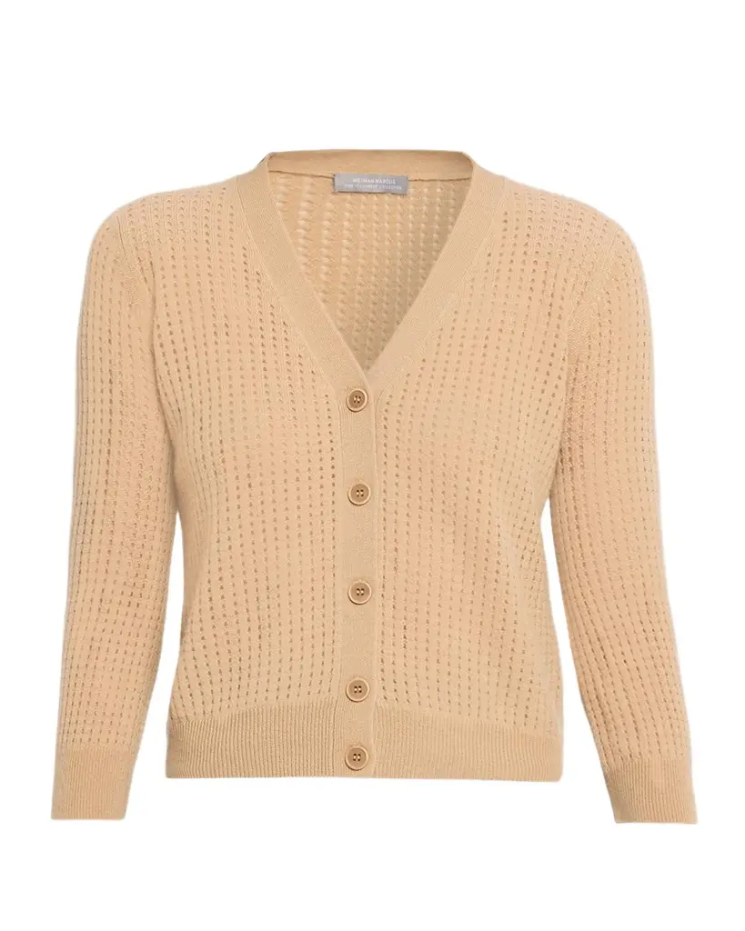 Pointelle Cashmere V-Neck Cardigan Pointelle Cashmere V-Neck Cardigan