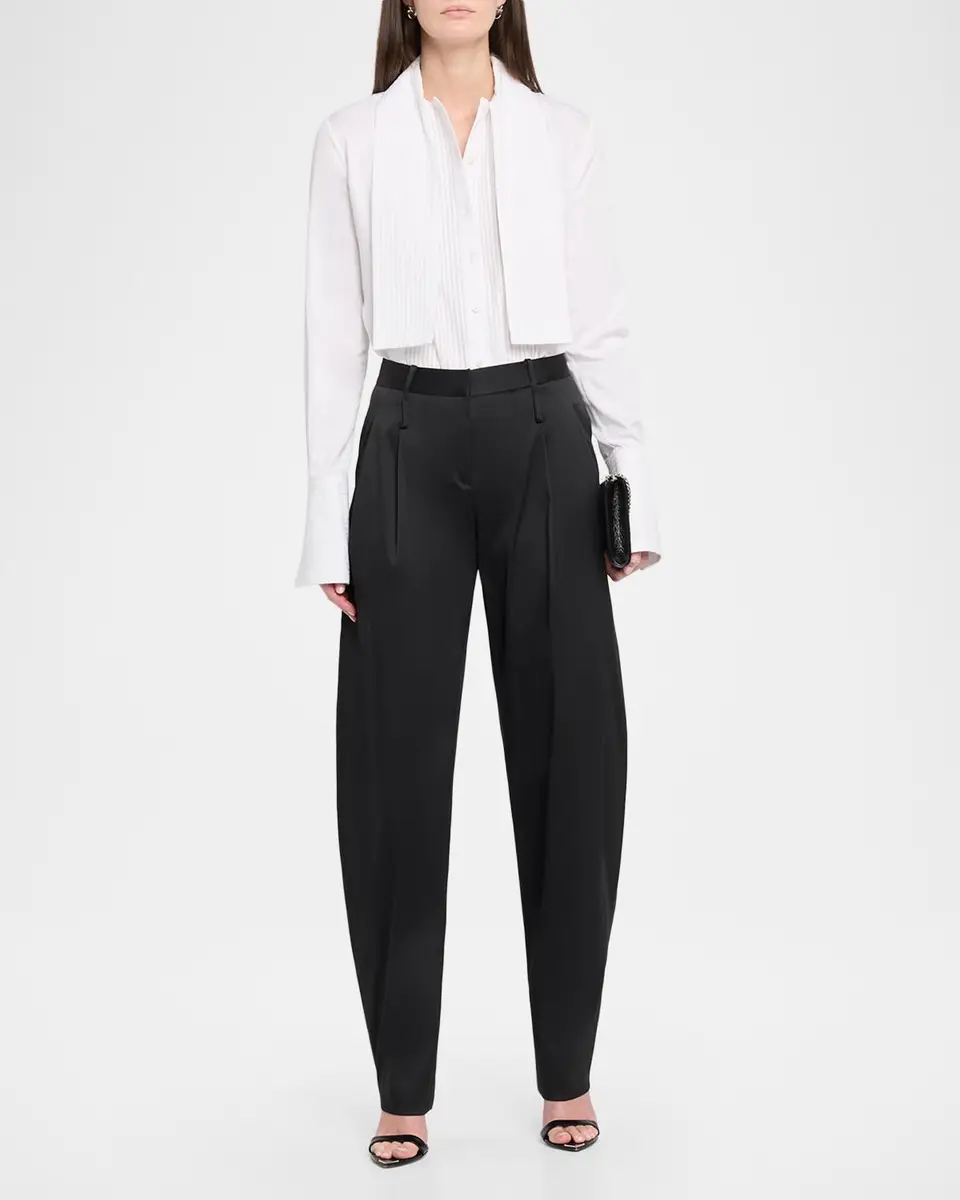 Brandon Maxwell Inez Pleated Draped Tuxedo Shirt | Thumbnail 2 Brandon Maxwell Inez Pleated Draped Tuxedo Shirt | Thumbnail 2