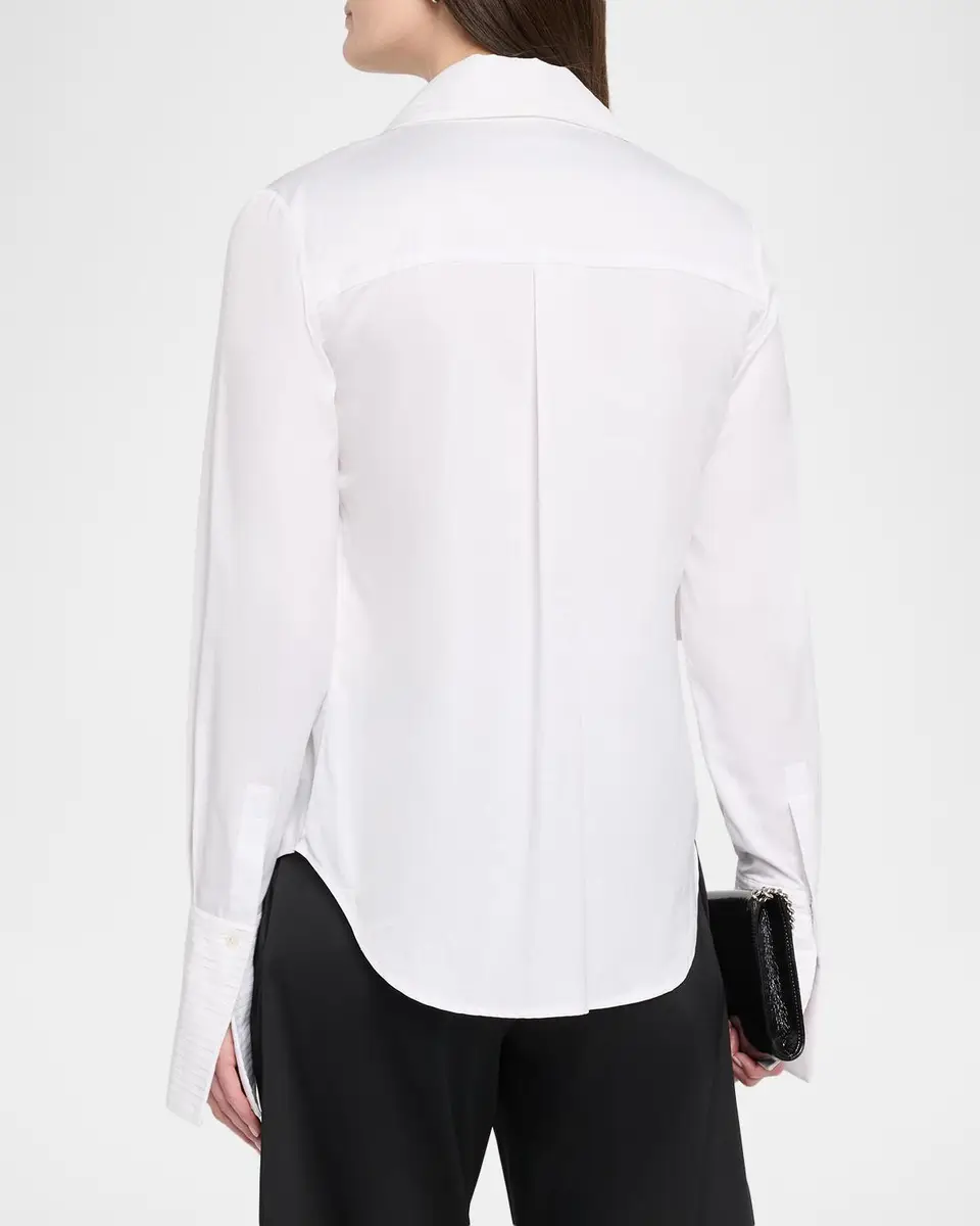 Brandon Maxwell Inez Pleated Draped Tuxedo Shirt | Thumbnail 3 Brandon Maxwell Inez Pleated Draped Tuxedo Shirt | Thumbnail 3