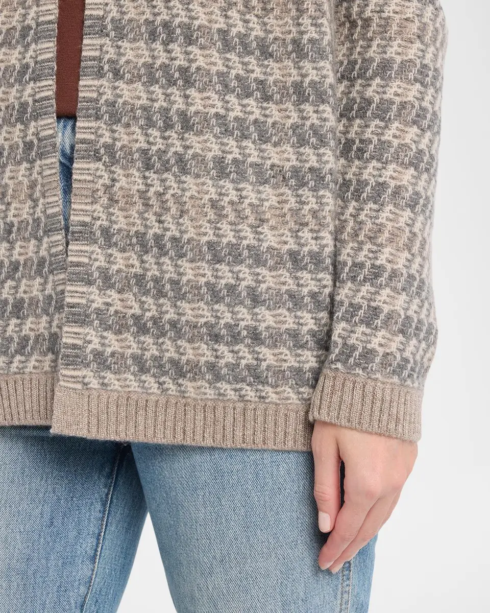 Neiman Marcus Cashmere Collection Intarsia-Knit Houndstooth Cashmere Cardigan | Thumbnail 5 Neiman Marcus Cashmere Collection Intarsia-Knit Houndstooth Cashmere Cardigan | Thumbnail 5