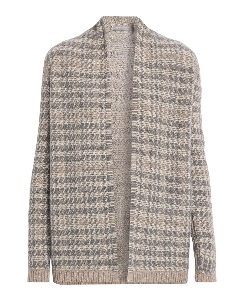 Neiman Marcus Cashmere Collection Intarsia-Knit Houndstooth Cashmere Cardigan