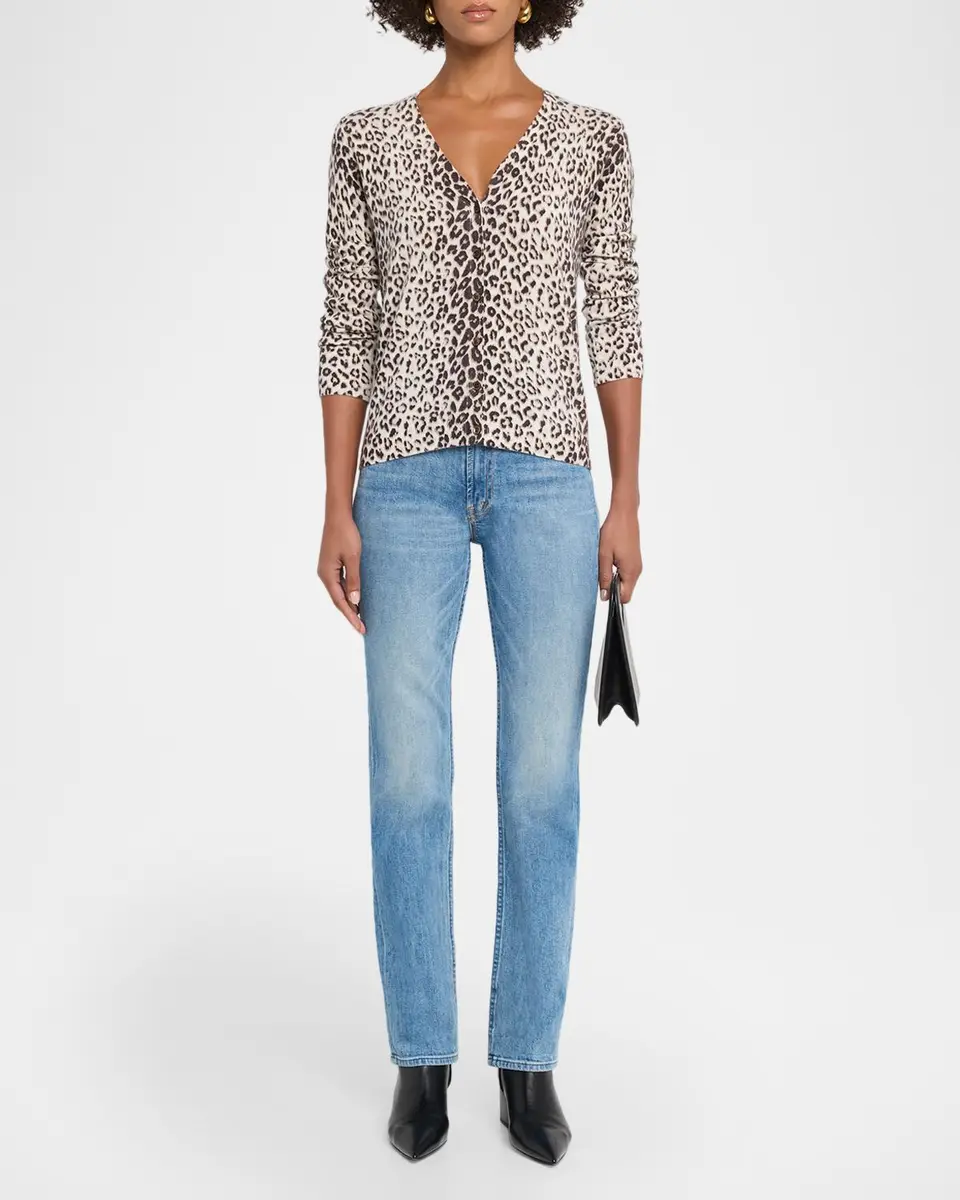 Neiman Marcus Cashmere Collection Cashmere Animal-Print Cardigan | Thumbnail 2
