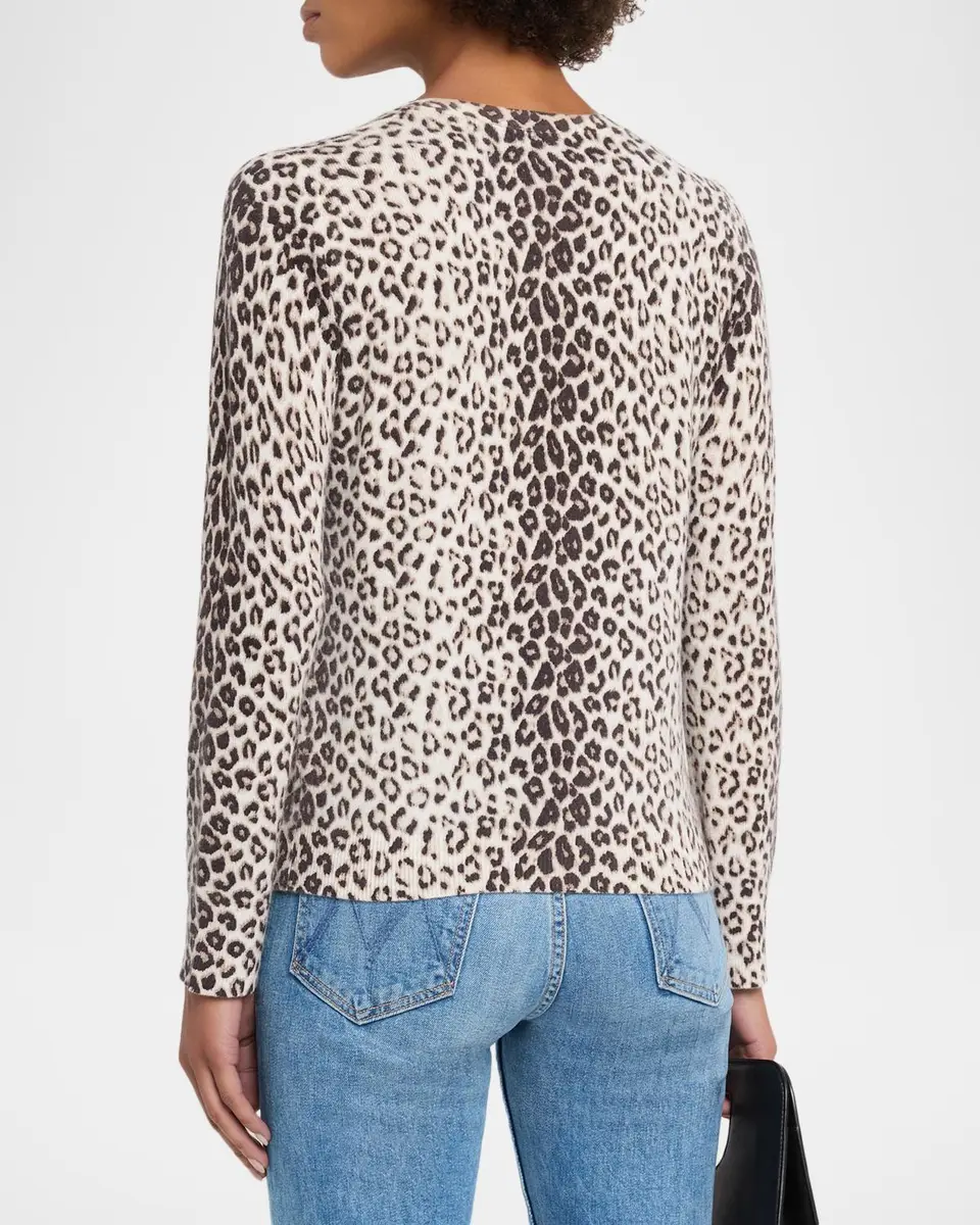 Neiman Marcus Cashmere Collection Cashmere Animal-Print Cardigan | Thumbnail 3