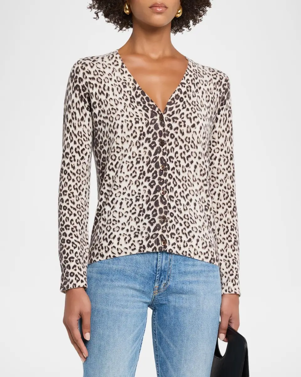 Neiman Marcus Cashmere Collection Cashmere Animal-Print Cardigan | Thumbnail 4