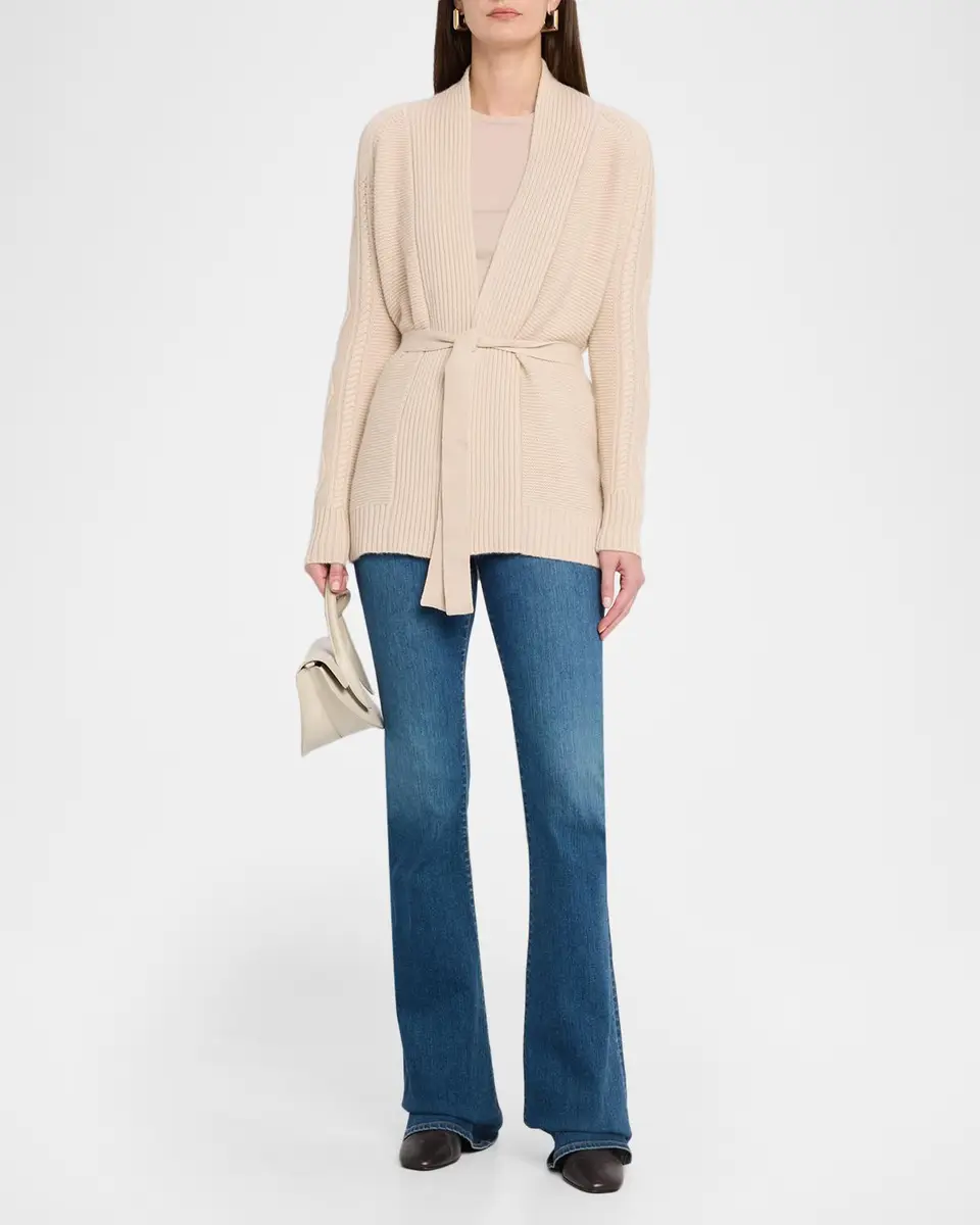 Neiman Marcus Cashmere Collection Cashmere Cable Belted Cardigan | Thumbnail 2 Neiman Marcus Cashmere Collection Cashmere Cable Belted Cardigan | Thumbnail 2