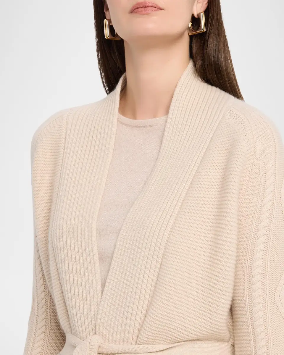 Neiman Marcus Cashmere Collection Cashmere Cable Belted Cardigan | Thumbnail 5 Neiman Marcus Cashmere Collection Cashmere Cable Belted Cardigan | Thumbnail 5