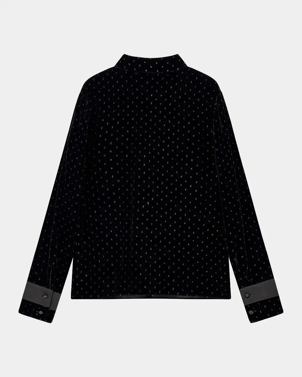Emporio Armani Embellished Velvet Band-Collar Blouse | Thumbnail 2 Emporio Armani Embellished Velvet Band-Collar Blouse | Thumbnail 2