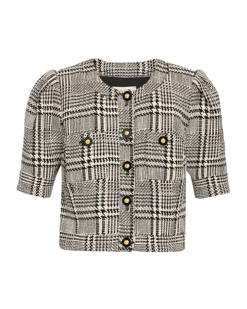 L'Agence Allegra Short-Sleeve Cropped Jacket