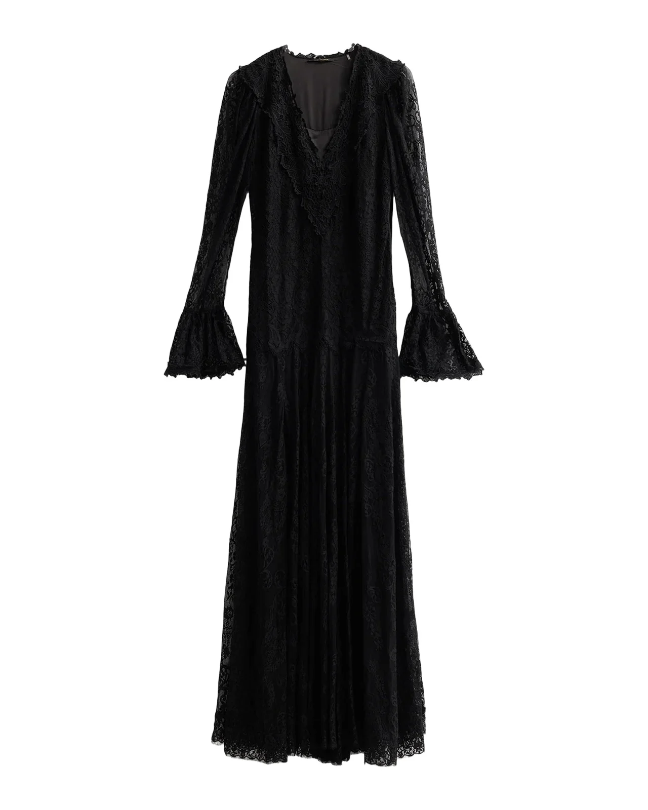 Tori Lace-Trim Lace Maxi Dress