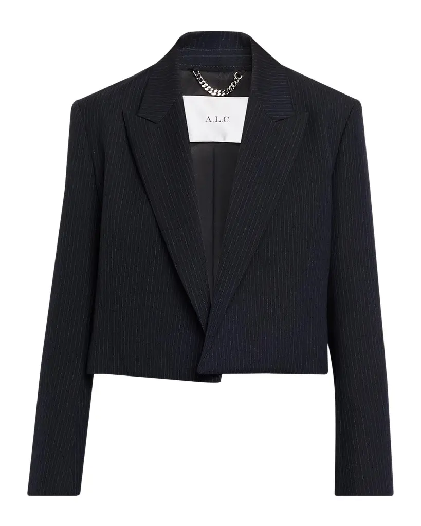 Cass Pinstripe Wool Tailored Jacket