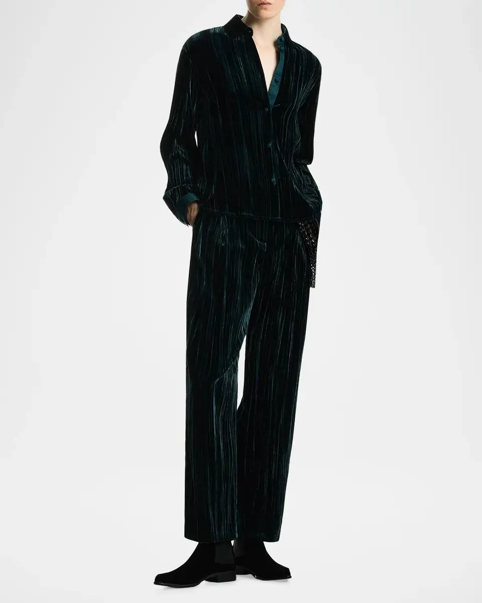 Emporio Armani Crinkled Velvet Pleated Trousers | Thumbnail 2 Emporio Armani Crinkled Velvet Pleated Trousers | Thumbnail 2