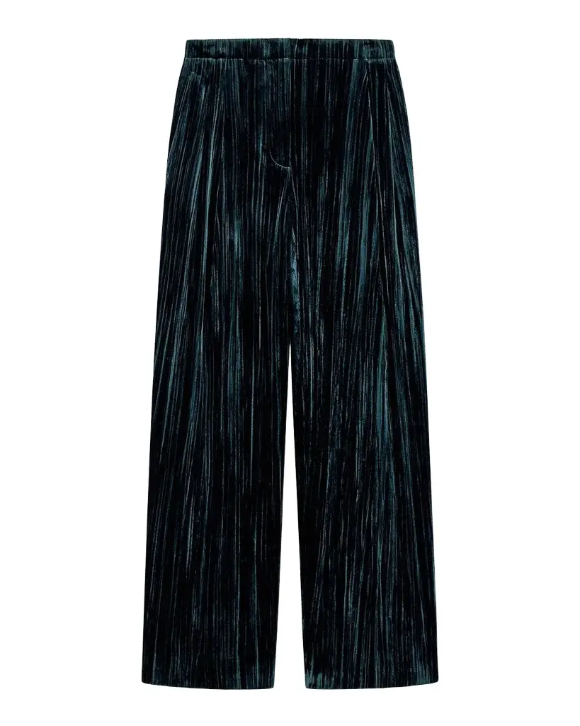Emporio Armani Crinkled Velvet Pleated Trousers