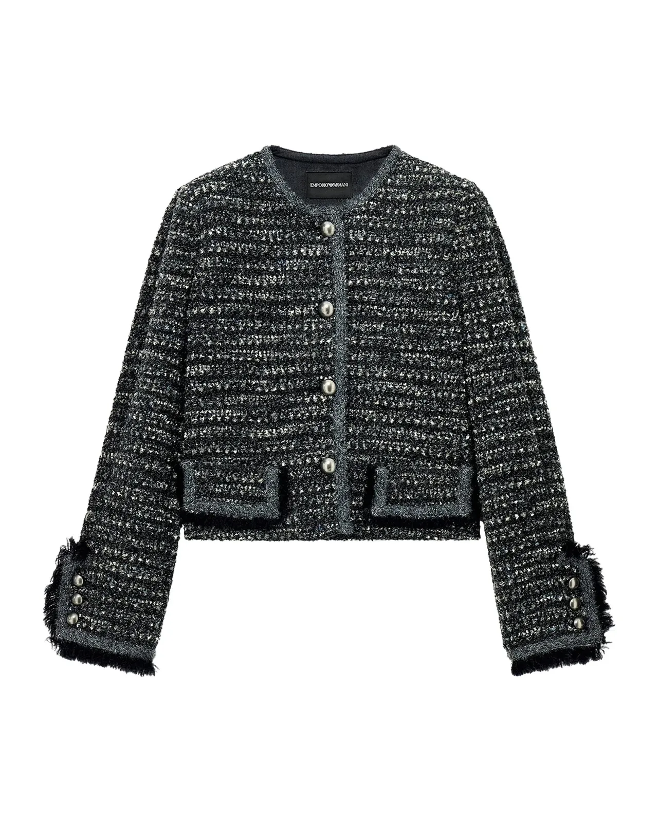 Virgin Wool-Blend Bouclé Fringe-Trim Jacket