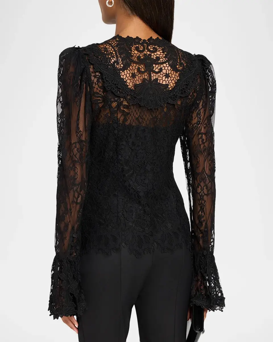 Kobi Halperin Callie Ruffle-Cuff Lace Blouse | Thumbnail 3 Kobi Halperin Callie Ruffle-Cuff Lace Blouse | Thumbnail 3
