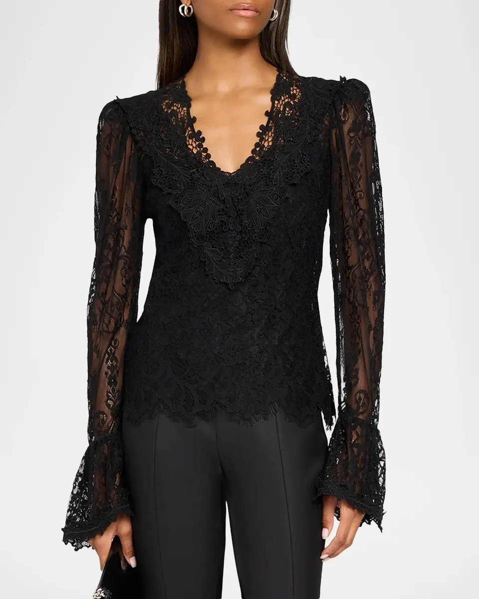 Kobi Halperin Callie Ruffle-Cuff Lace Blouse | Thumbnail 4 Kobi Halperin Callie Ruffle-Cuff Lace Blouse | Thumbnail 4
