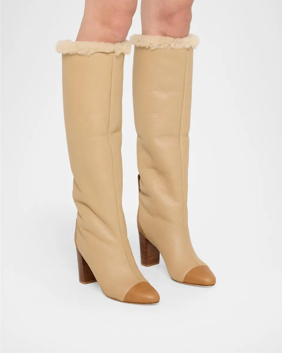Odissì 80mm Lia Shearling-Lined Leather Knee-High Boots | Thumbnail 2 Odissì 80mm Lia Shearling-Lined Leather Knee-High Boots | Thumbnail 2