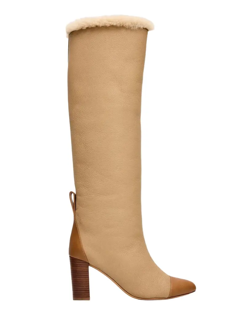80mm Lia Shearling-Lined Leather Knee-High Boots 80mm Lia Shearling-Lined Leather Knee-High Boots