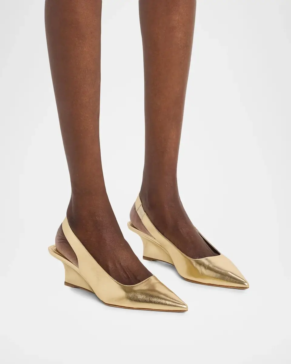 Stuart Weitzman Vinnie 50MM Leather Wedge Slingback Pumps | Thumbnail 2 Stuart Weitzman Vinnie 50MM Leather Wedge Slingback Pumps | Thumbnail 2
