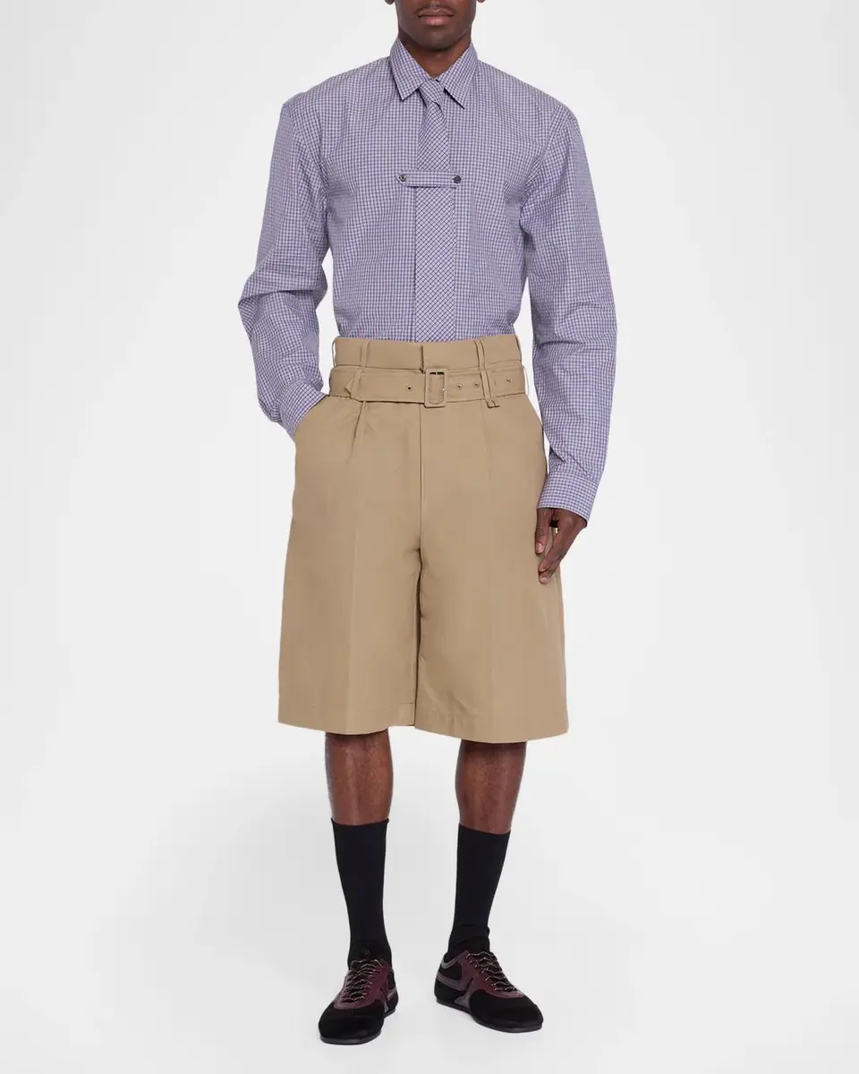 Dries Van Noten Men's Cilian 4063 Check Button-Front Shirt with Tie | Thumbnail 2 Dries Van Noten Men's Cilian 4063 Check Button-Front Shirt with Tie | Thumbnail 2