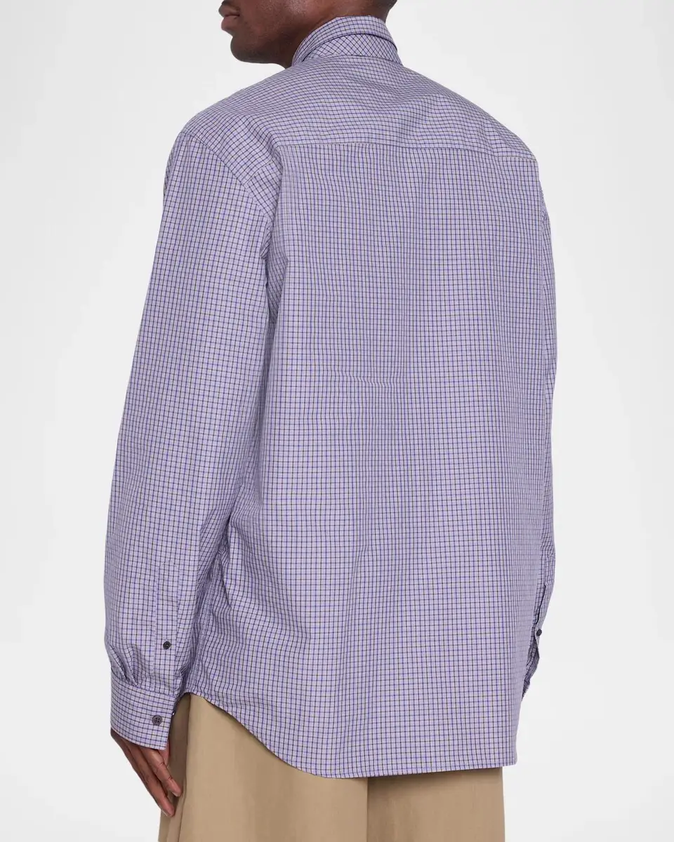 Dries Van Noten Men's Cilian 4063 Check Button-Front Shirt with Tie | Thumbnail 3 Dries Van Noten Men's Cilian 4063 Check Button-Front Shirt with Tie | Thumbnail 3
