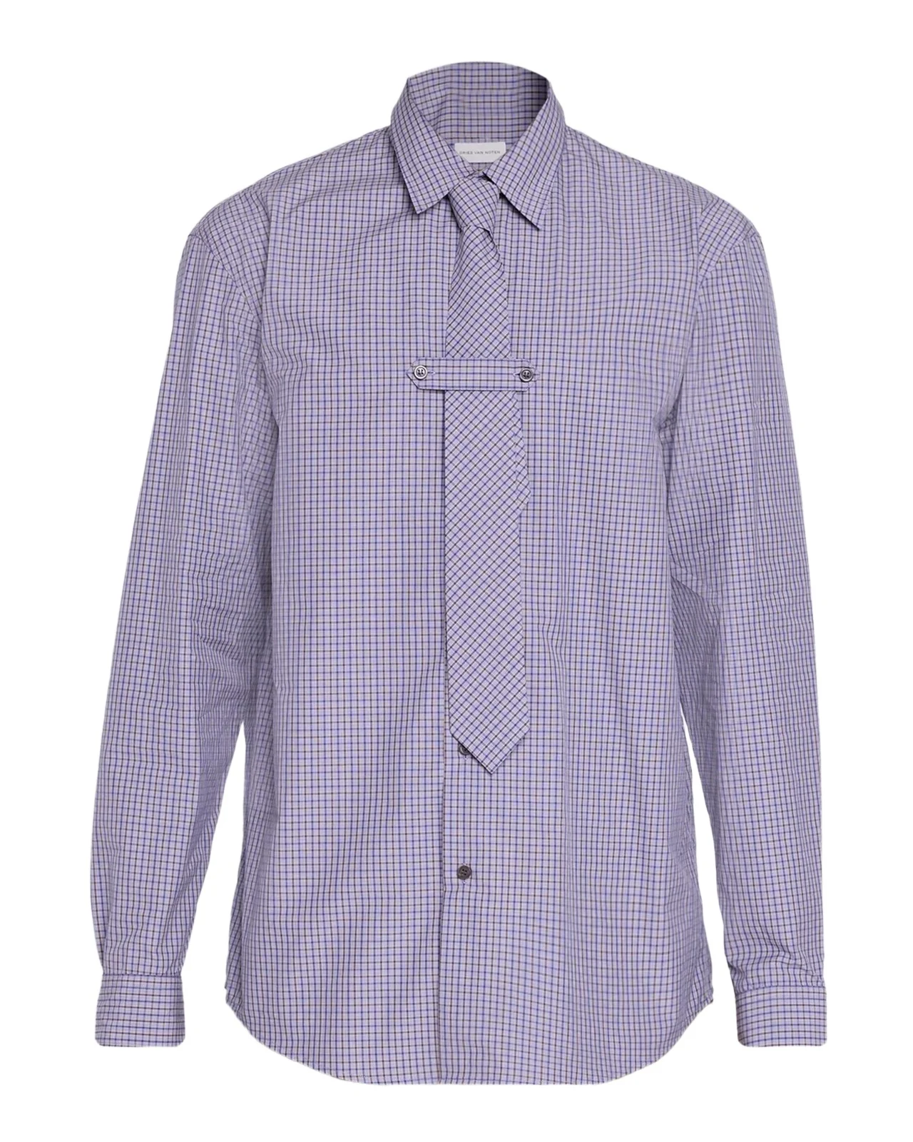 Dries Van Noten Men's Cilian 4063 Check Button-Front Shirt with Tie