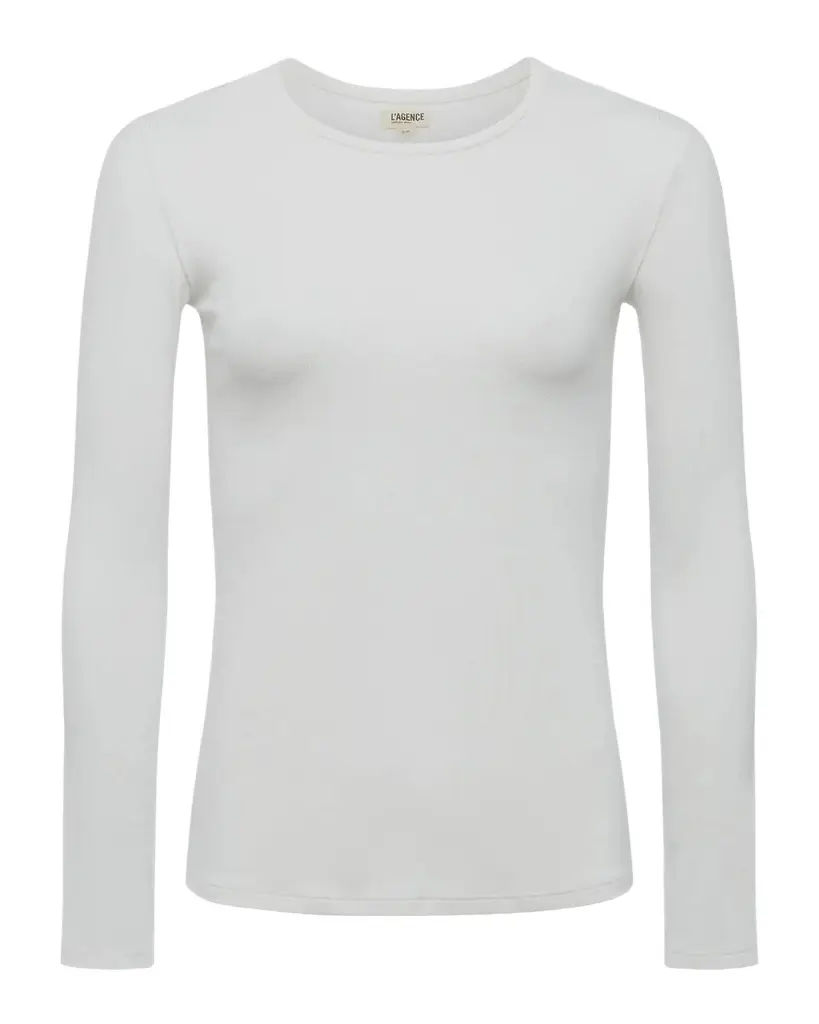 L'Agence Tess Rib-Knit Crewneck T-Shirt